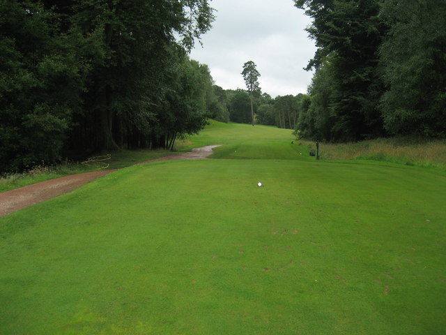 Open golf fairway with trees